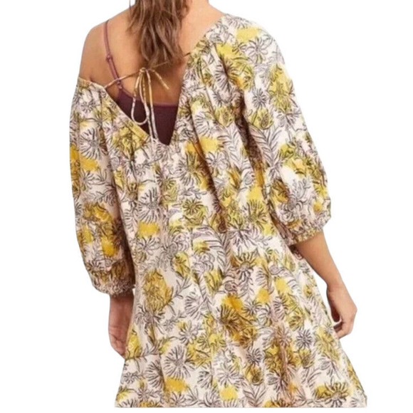 Anthropologie Daily Practice Mollie Tunic Floral Dress Boho Peasant Sleeve Large - Picture 7 of 16